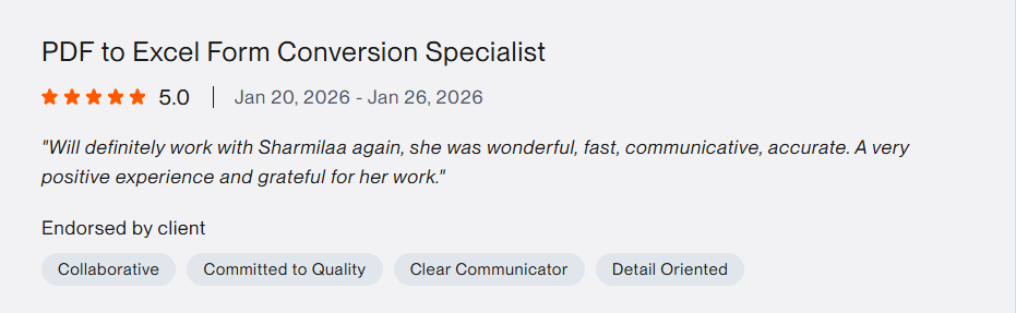 Upwork testimonial 1